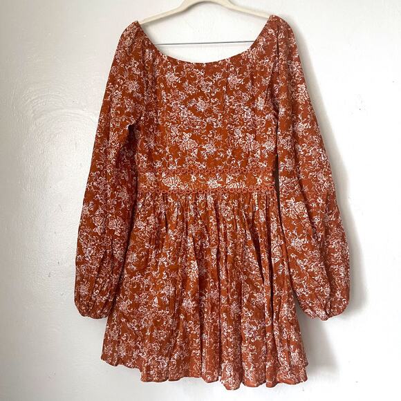 CAROLINE CONSTAS NWT Blakely Floral Cotton Mini Dress in Rust Toile Size S - Picture 6 of 16